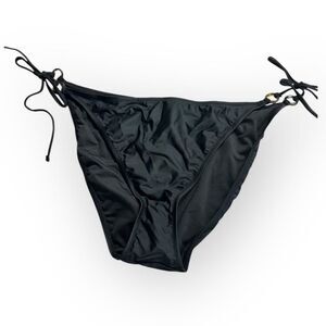 J.Crew Bikini Bottom Women's Plus 2X Black O-Ring Curved-Waist Cheeky String NWT